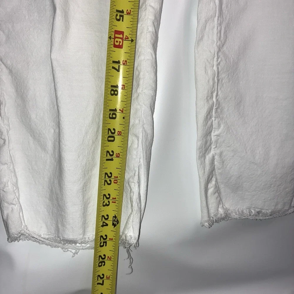 Frank & Eileen Denim Pants Size 6 White Kinsale Flax Cotton Blend Raw Hem Jeans - Picture 7 of 9